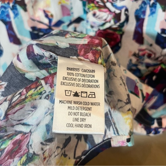 Robert Graham Aviation Short Sleeve Button-Up Shirt Multi Color Floral Print - Picture 9 of 10